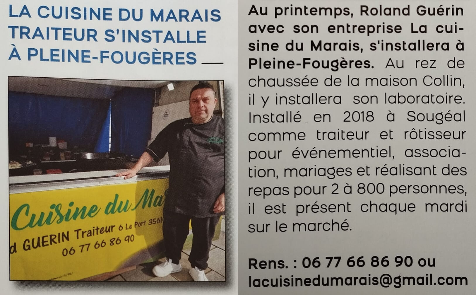 La cuisine du marais traiteur s’installe à pleine-FOUGÈRES